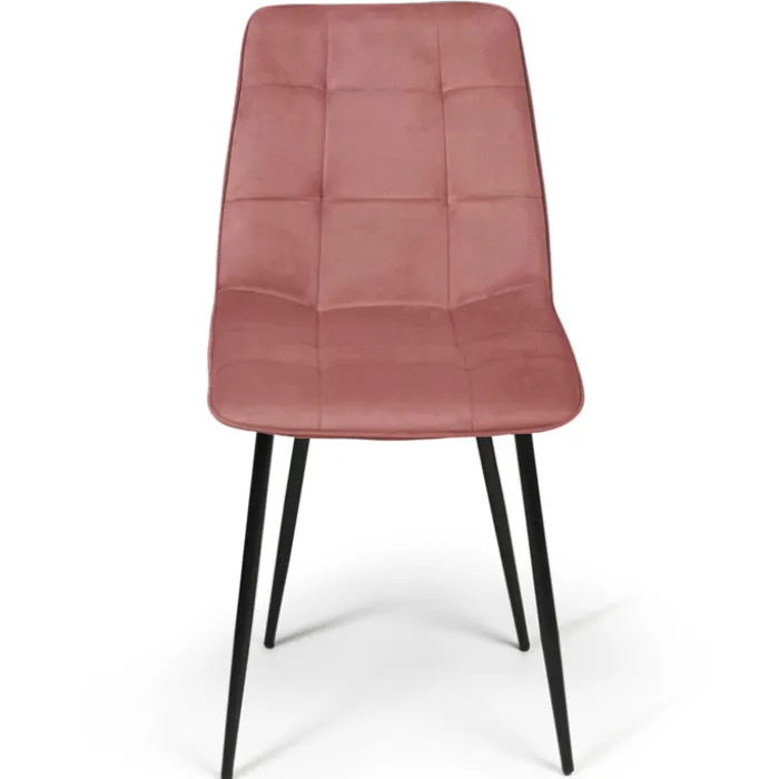Lot de 6 chaises en velours mix color bleu x2, jaune ocre x2, rose x2