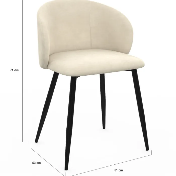 Lot de 6 chaises en velours crème pour salle à manger