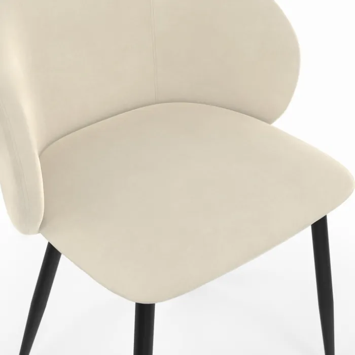 Lot de 6 chaises en velours crème pour salle à manger
