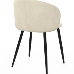 Lot de 6 chaises en velours crème pour salle à manger