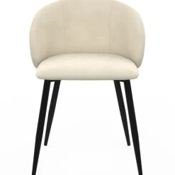 Lot de 6 chaises en velours crème pour salle à manger