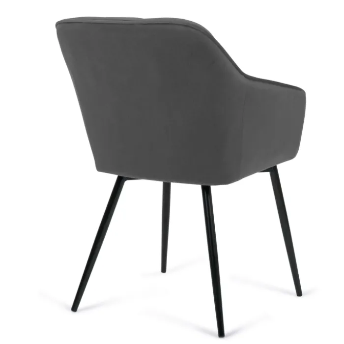 Lot de 2 chaises en velours gris avec accoudoirs