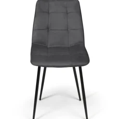 Lot de 4 chaises en velours gris foncé