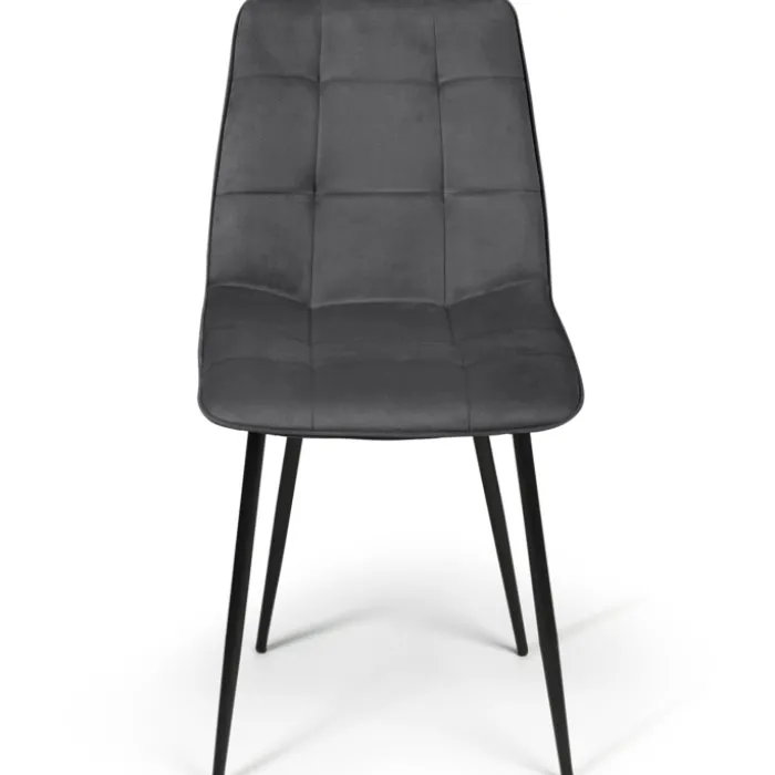 Lot de 4 chaises en velours gris foncé