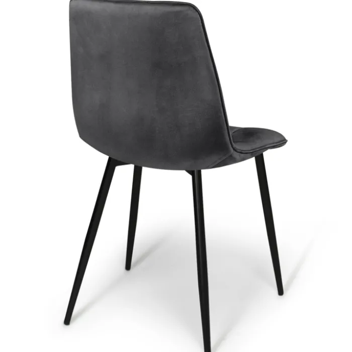 Lot de 4 chaises en velours gris foncé