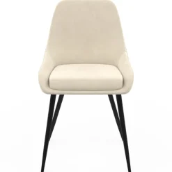 Lot de 4 chaises en velours beige avec demi-accoudoirs