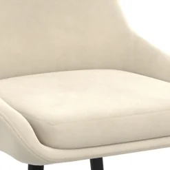 Lot de 4 chaises en velours beige avec demi-accoudoirs