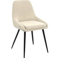 Lot de 4 chaises en velours beige avec demi-accoudoirs