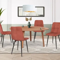 Lot de 4 chaises en velours terracotta avec des assises matelassées
