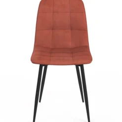 Lot de 4 chaises en velours terracotta avec des assises matelassées