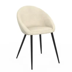 Lot de 4 chaises en velours crème pour salle à manger