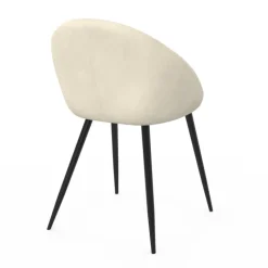 Lot de 4 chaises en velours crème pour salle à manger