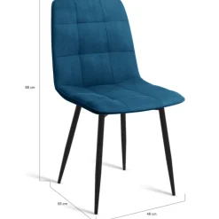 Lot de 6 chaises en velours bleu matelassé