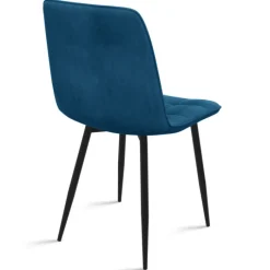 Lot de 6 chaises en velours bleu matelassé
