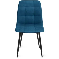 Lot de 6 chaises en velours bleu matelassé
