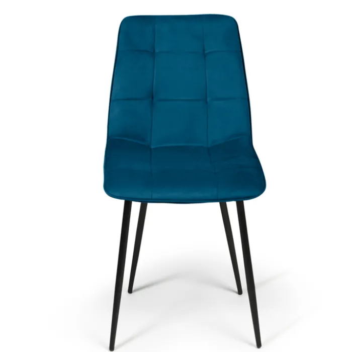 Lot de 6 chaises en velours mix color bleu et gris matelassées