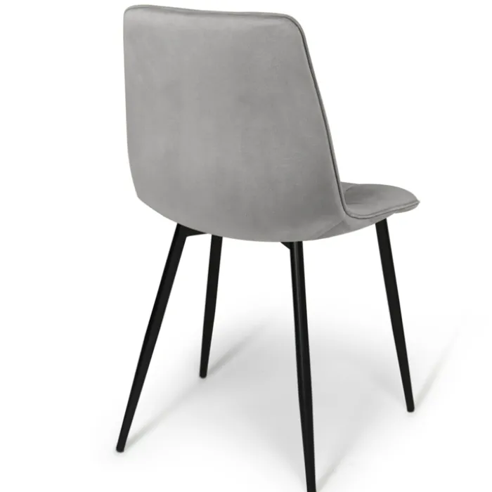 Lot de 6 chaises en velours mix color bleu et gris matelassées