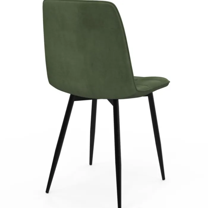 Lot de 6 chaises en velours vert kaki pour salle à manger