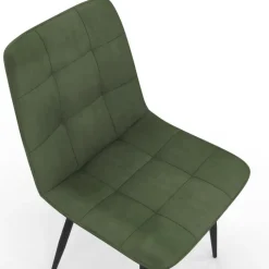 Lot de 6 chaises en velours vert kaki pour salle à manger