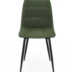 Lot de 6 chaises en velours vert kaki pour salle à manger