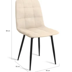 Lot de 6 chaises en velours beige