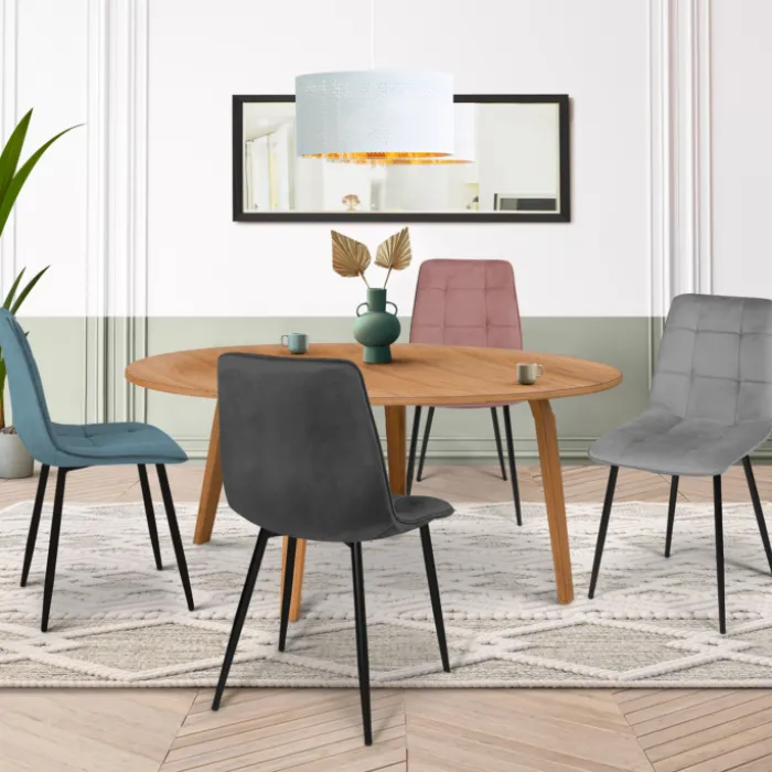 Lot de 4 chaises en velours plusieurs couleurs