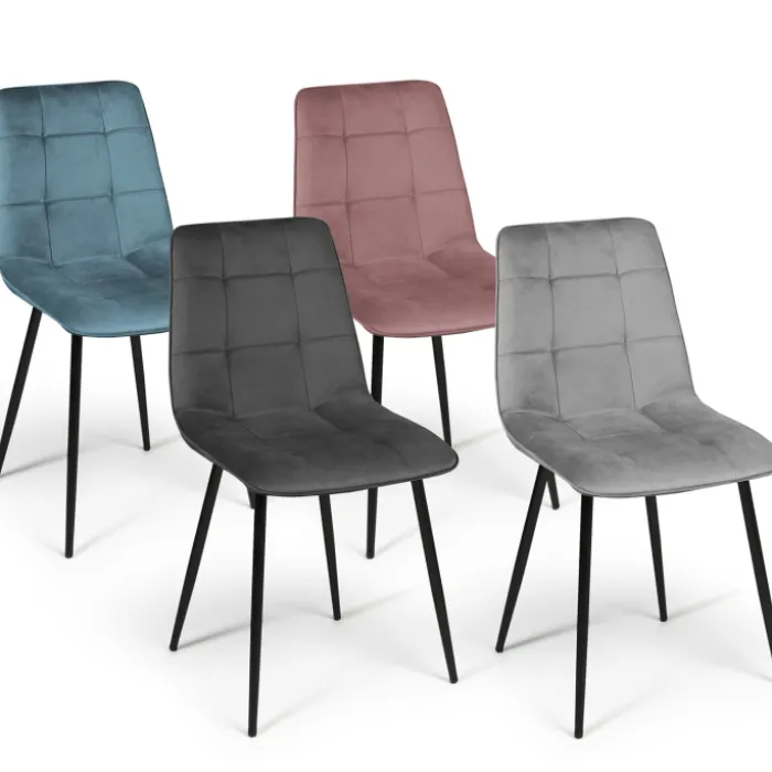 Lot de 4 chaises en velours plusieurs couleurs