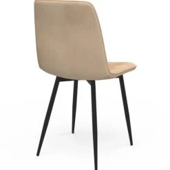 Lot de 6 chaises en velours matelassé taupe avec pieds noir pour salle à manger