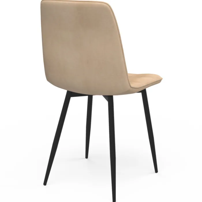 Lot de 6 chaises en velours matelassé taupe avec pieds noir pour salle à manger