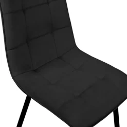 Lot de 4 chaises en velours noir pour salle à manger