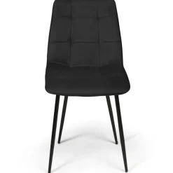 Lot de 4 chaises en velours noir pour salle à manger