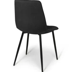 Lot de 4 chaises en velours noir pour salle à manger