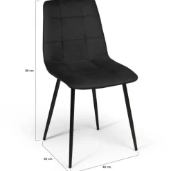 Lot de 4 chaises en velours noir pour salle à manger