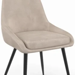 Lot de 6 chaises en velours taupe avec accoudoirs