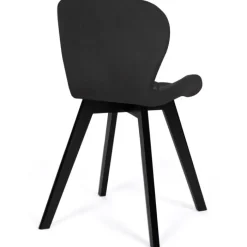 Lot de 4 chaises en velours noir pieds noirs