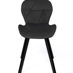 Lot de 4 chaises en velours noir pieds noirs