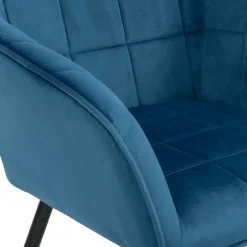 Lot de 2 chaises en velours bleu canard avec accoudoirs