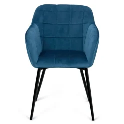 Lot de 2 chaises en velours bleu canard avec accoudoirs