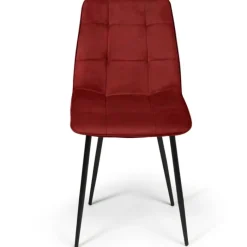 Lot de 6 chaises en velours mix color vintage bordeaux x2, gris foncé x2, jaune ocre x2