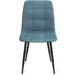 Lot de 6 chaises en velours couleur pastel bleu, rose et gris matelassées