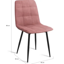 Lot de 6 chaises en velours couleur pastel bleu, rose et gris matelassées