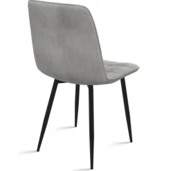 Lot de 6 chaises en velours couleur pastel bleu, rose et gris matelassées