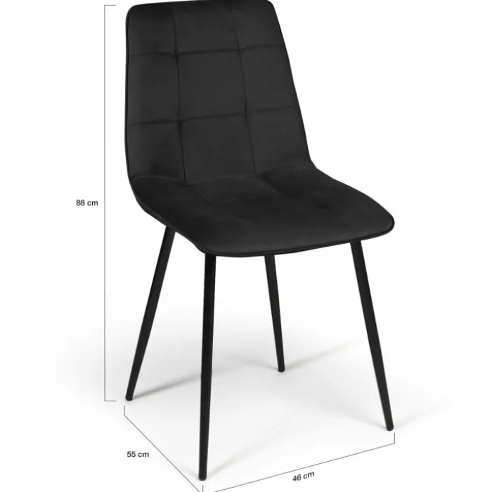 Lot de 6 chaises en velours noir