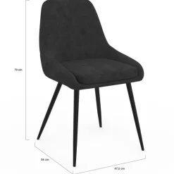Lot de 6 chaises en velours noir avec accoudoirs