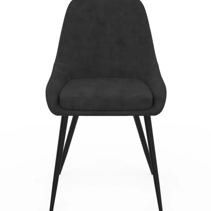Lot de 6 chaises en velours noir avec accoudoirs