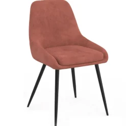 Lot de 4 chaises en velours terracotta avec accoudoirs