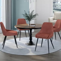 Lot de 4 chaises en velours terracotta avec accoudoirs