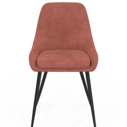 Lot de 4 chaises en velours terracotta avec accoudoirs