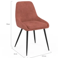 Lot de 4 chaises en velours terracotta avec accoudoirs