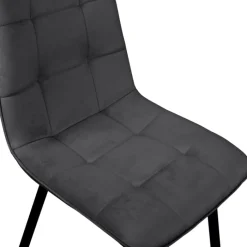 Lot de 6 chaises en velours gris foncé matelassé